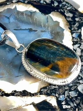 Dark Iron Tiger Eye Pendant 2”